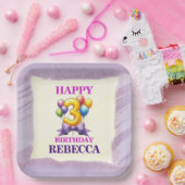 3歳の誕生日バルーン・テーマパーティー用の紙皿 ペーパープレート (パーティー)