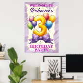 3歳の誕生日バルーン ポスター (ホームオフィス)