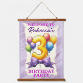3歳の誕生日バルーン 吊り下げ型タペストリー (正面)