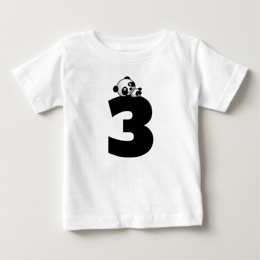 3歳の誕生日パンダベアTシャツ ベビーTシャツ (正面)