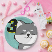 3歳の誕生日パーティーかわいい柴犬パピーチップピー ペーパープレート (パーティー)