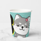 3歳の誕生日パーティーかわいい柴犬子犬あい 紙コップ (裏面)