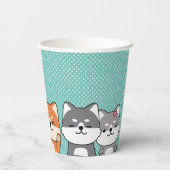 3歳の誕生日パーティーかわいい柴犬子犬クルー 紙コップ (裏面)