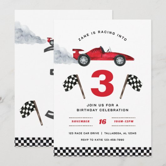 3歳の誕生日パーティーへ突入！ 招待状 (正面/裏面)