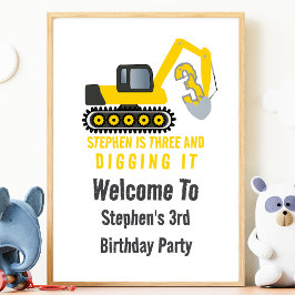 3歳の誕生日パーティーウェルカムデコレーション ポスター