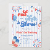 3歳の誕生日パーティー招待状 - 7月4日 招待状 (正面)