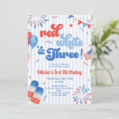 3歳の誕生日パーティー招待状 - 7月4日 招待状 (スタンド正面)