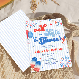 3歳の誕生日パーティー招待状 - 7月4日 招待状