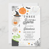 3歳の誕生日パーティー ハロウィン ゴースト 招待状 (正面)