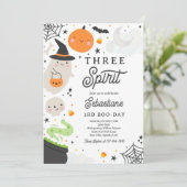 3歳の誕生日パーティー ハロウィン ゴースト 招待状 (スタンド正面)