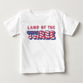 3歳の誕生日パーティー 愛国的なアメリカ国旗 7月4日 ベビーTシャツ (正面)