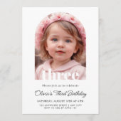 3歳の誕生日パーティー 3歳の女の子の誕生日 招待状 (正面)
