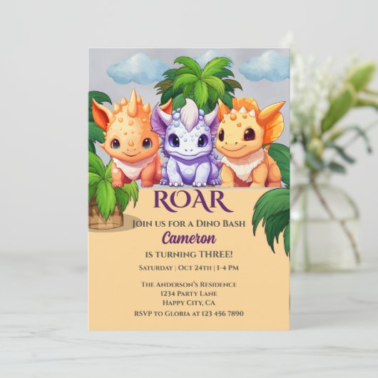 3歳の誕生日パーティーDino Bash 招待状 (スタンド正面)
