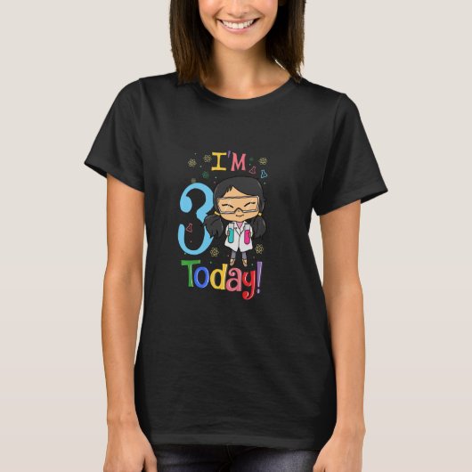 3歳の誕生日ヒスパニック少女科学サイエンティストStem Tシャツ (正面)