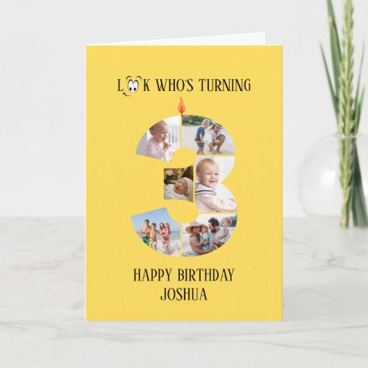 3歳の誕生日フォトカード カード (正面)