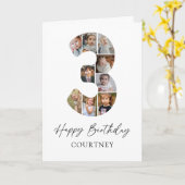 3歳の誕生日フォトコラージュカード カード (黄色い花)