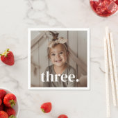 3歳の誕生日フォト - three スタンダードカクテルナプキン (インサイチュ)