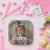 3歳の誕生日フォト - three ペーパープレート (パーティー)