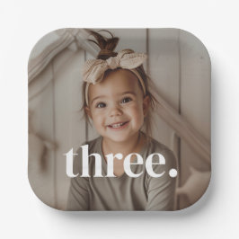 3歳の誕生日フォト - three ペーパープレート