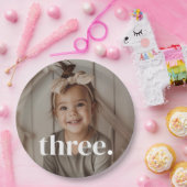 3歳の誕生日フォト - three ペーパープレート (パーティー)