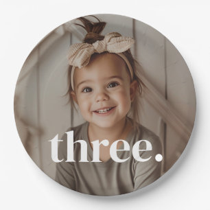 3歳の誕生日フォト - three ペーパープレート