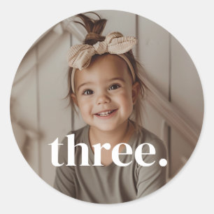 3歳の誕生日フォト - three ラウンドシール