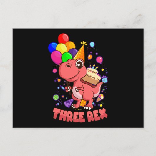 3歳の誕生日プレゼントに最適！恐竜のＴシャツ ポストカード (正面)