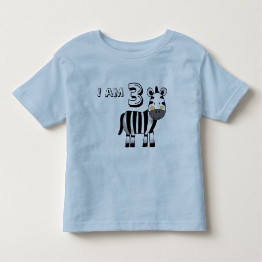 3歳の誕生日ボーイ/ガールギフト（ゼブラ） トドラーTシャツ (正面)