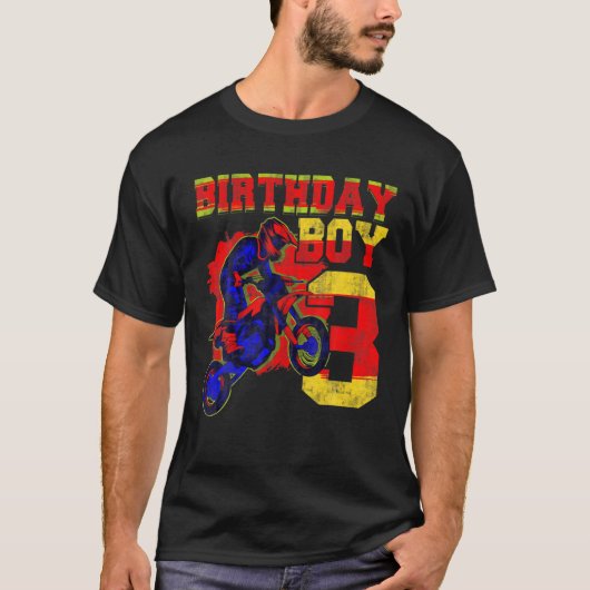 3歳の誕生日モトクロスダートバイク3歳のヴィンタ Tシャツ (正面)