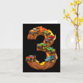 3歳の誕生日モンスタートラック3rd誕生日ギル カード (黄色い花)