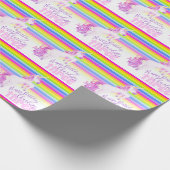 3歳の誕生日ユニコーンアートレインボーラッピング紙 ラッピングペーパー (角)