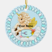 3歳の誕生日ユニコーンオーナメント セラミックオーナメント (正面)