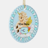 3歳の誕生日ユニコーンカスタムオーナメント セラミックオーナメント (右)