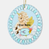 3歳の誕生日ユニコーンカスタムオーナメント セラミックオーナメント (左)