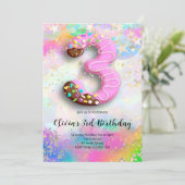 3歳の誕生日女子招待状 招待状 (スタンド正面)