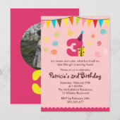 3歳の誕生日子供パーティー招待状 招待状 (正面/裏面)