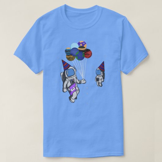 3歳の誕生日宇宙飛行士の惑星バルーン Tシャツ (デザイン正面)