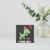 3歳の誕生日少年の恐竜3人のレックス スクエア名刺 (スタンド正面)