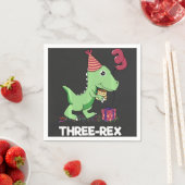 3歳の誕生日少年の恐竜3人のレックス スタンダードカクテルナプキン (インサイチュ)