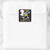 3歳の誕生日少年または少女の自閉症意識 スクエアシール (バッグ)