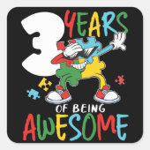 3歳の誕生日少年または少女の自閉症意識 スクエアシール (正面)