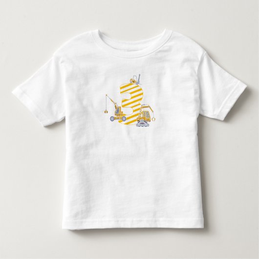 3歳の誕生日建築サイトクレーン3歳 トドラーTシャツ (正面)