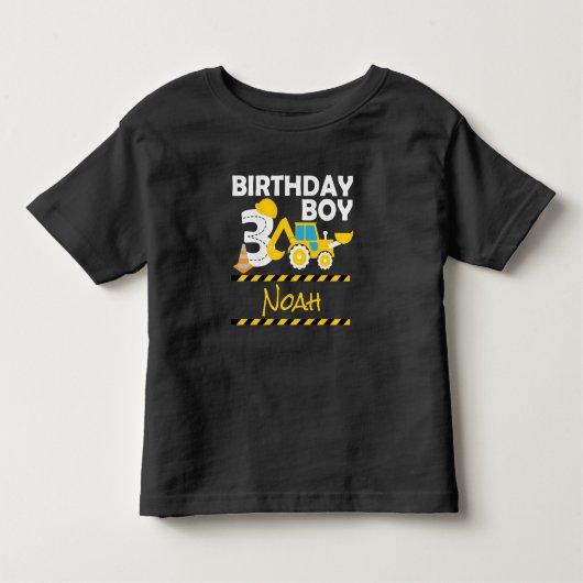 3歳の誕生日建築サイトクレーン トドラーTシャツ (正面)
