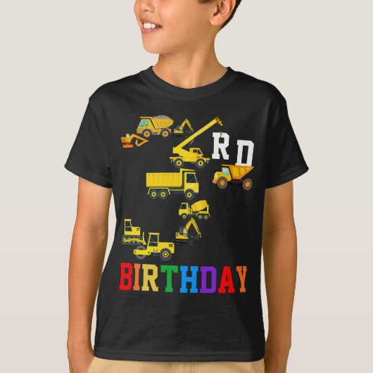 3歳の誕生日建築トラック3歳の少年 Tシャツ (正面)