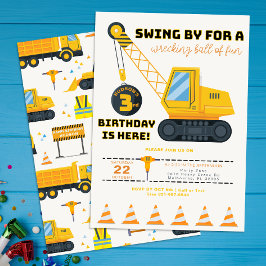 3歳の誕生日建設クレーン招待状 招待状