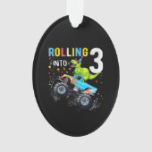 3歳の誕生日恐竜モンスタートラックファミリー オーナメント (正面)