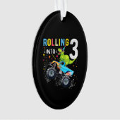 3歳の誕生日恐竜モンスタートラックファミリー オーナメント (正面)