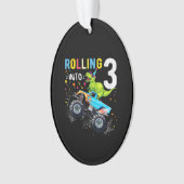 3歳の誕生日恐竜モンスタートラックファミリー オーナメント (正面)