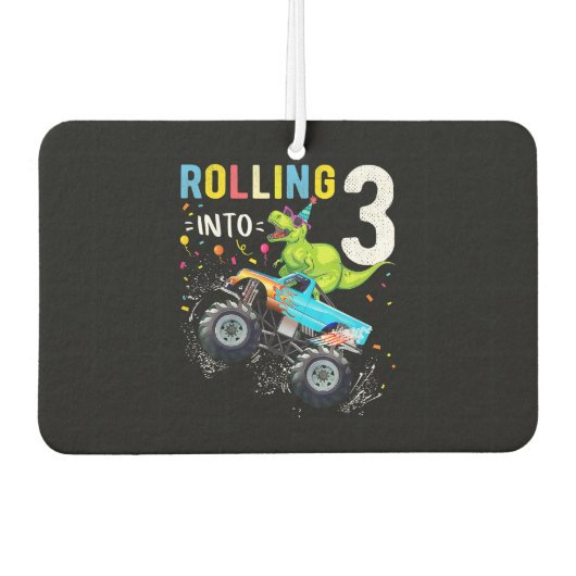 3歳の誕生日恐竜モンスタートラックファミリー カーエアーフレッシュナー (正面)