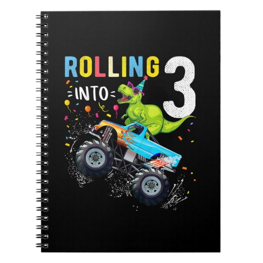 3歳の誕生日恐竜モンスタートラックファミリー ノートブック (正面)